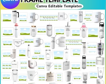 Tumbler Template Canva Editable Bundle | Tumbler, Mug & Libbey Glass Design | Drag and Drop Template, Instant Download