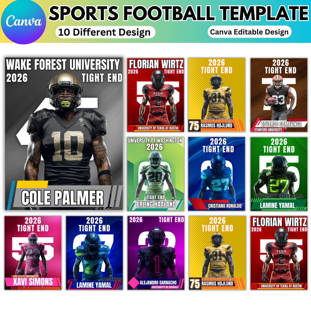 Football Poster Canva Template, Sports Background & Digital Backdrop ...