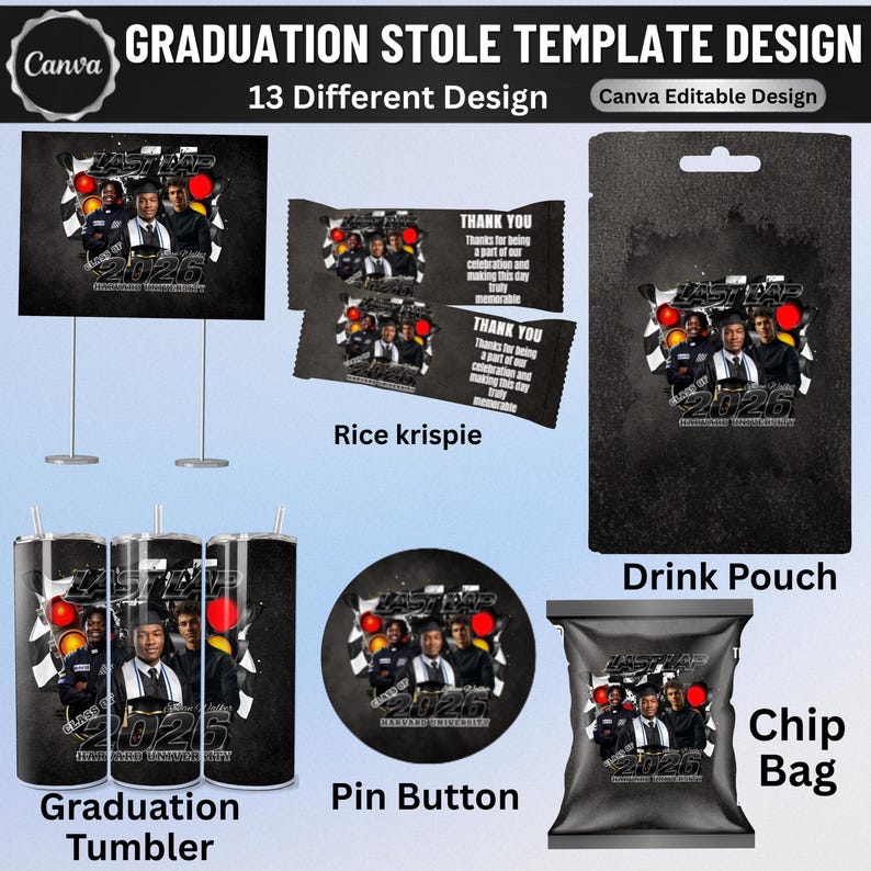 Last Lap Graduation Bundle Canva Template | Class of 2026 Grad Set | T ...
