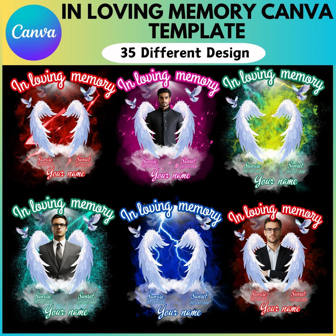 In Loving Memory Design Canva Editable Bundle, Memorial Design Bundle ...