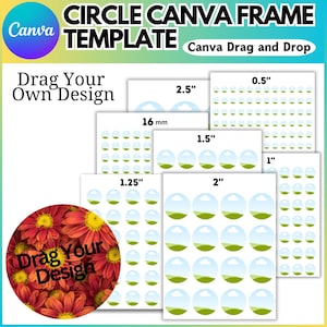 Circle Canva Frame Editable Template, 1.5&quot;, 2.5” & 3” Circle Canva Editable File, Earring Template Sublimation, Earring Template Bundle