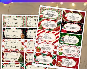 Christmas Canva Editable Printable Gift Tags Template, Christmas Countdown Tags, Advent Gift Ideas, Holiday Gift Labels, DIY Xmas Tags