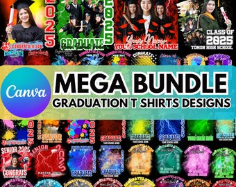 200+ Graduation Tshirt Grad Bootleg Canva Template, Graduation T Shirt Bundle, Canva Grad Tshirt Template, Class Of 2025 Graduation T Shirt