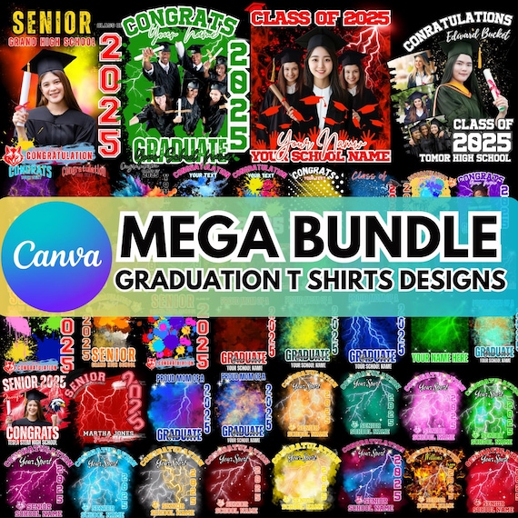 200+ Graduation Tshirt Grad Bootleg Canva Template, Graduation T Shirt Bundle, Canva Grad Tshirt Template, Class Of 2026 Graduation T Shirt