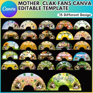 Mothers Day Clack Fan Canva Editable Template, Chinese Fan Template, Hand Fan Template, Printable, DIY, Canva Editable, Festival Hand Fan,