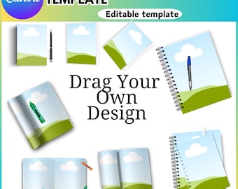 8 Canva Editable Book Mockup Template, Book Cover Mockup, Drag and Drop Workbook Mockup, Open Book Mockup, Canva Magazine Mockup
