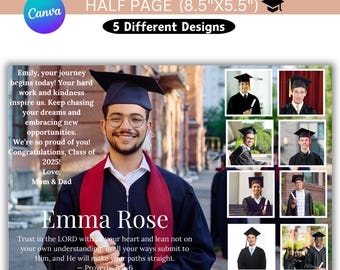 Half Page Yearbook Ad Graduation Canva Editable Template, Senior Yearbook Ad Template, Graduation Yearbook Template, Canva Senior Tribute Ad