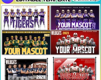 07 Sports Banners Canva Editable Template, Sport Team Poster Banner for Football, Sports Banner Design Digital Download