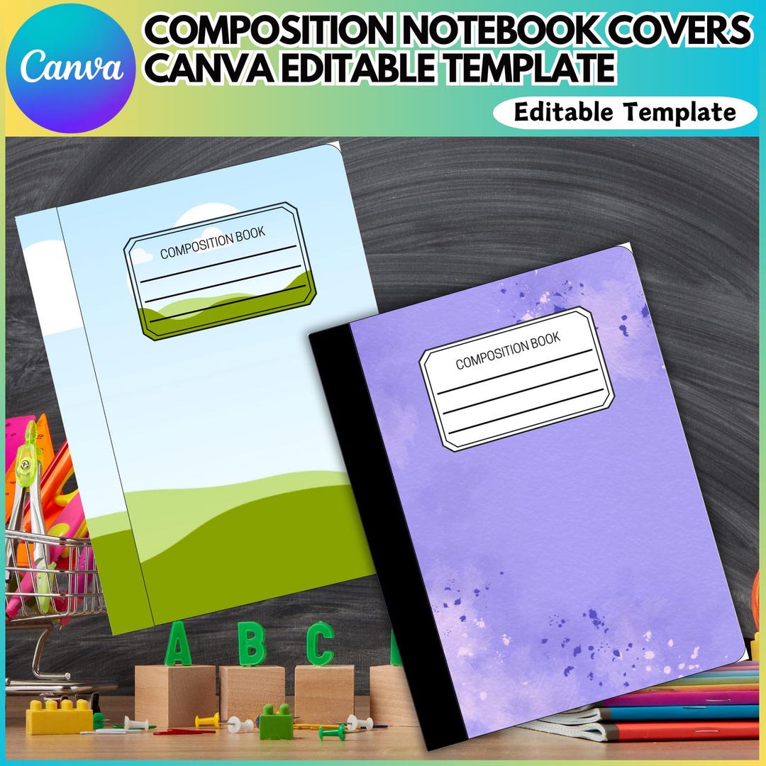 Composition Book Cover Template, Composition Notebook Cover Canva ...
