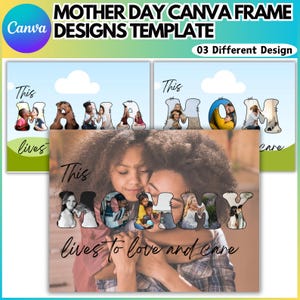 Mother&#39;s Day Canva Frame Editable Template, 03 Mom Canva Frame Bundle, Wear Heart On Sleeve Canva Template, The Best Mom Ever Canva Template