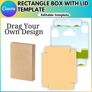 Rectangle Box with Lid Canva Editable Template, Rectangle Box Svg Png, Box with Lid Template, Box For Playcards, Rectangle Gift Box