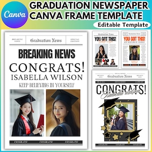Graduation Newspaper 2025, Senior Graduation 2025 Design Canva Editable Template, You Did it 2025 Newspaper Invitation Editable Pack