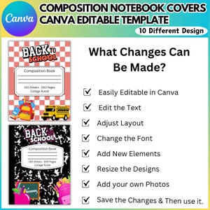 10 Composition Book Cover Canva Designs, Composition Notebook Frame ...