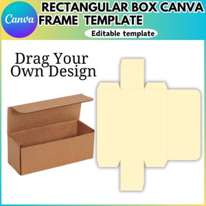 Caixa retangular com modelo editável Canva, caixa retangular Svg Png, modelo de arrastar e soltar Canva para caixa de embalagem, caixa para cartas de jogo