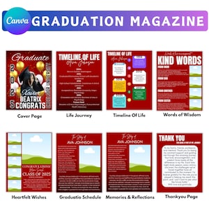 Graduation Magazine Booklet Canva Editable Template Bundle, 2025 Senior Graduation, Senior Class of 2025 Magazine