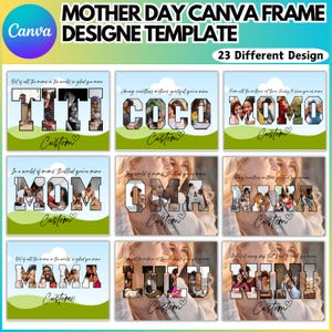 Mother&#39;s Day Canva Frame Editable Template, 23 Mom Canva Frame Bundle, Wear Heart On Sleeve Canva Template, The Best Mom Ever Canva Template