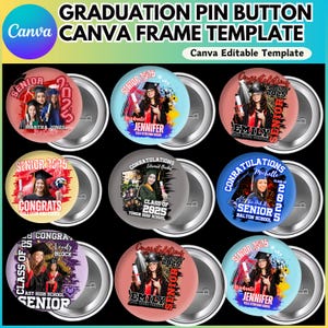Graduation Pin Button Canva Editable Template, Congratulation 2025 Button Template, Graduation Template, Digital Download