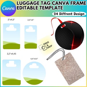 Luggage Tag Canva Editable Template, Luggage Tag Personalized, Travel Tag, Luggage Tag Sublimation Template, Digital Download