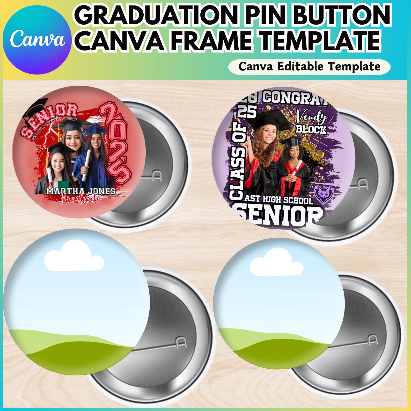 Graduation Pin Button Canva Editable Template, Congratulation 2025 ...