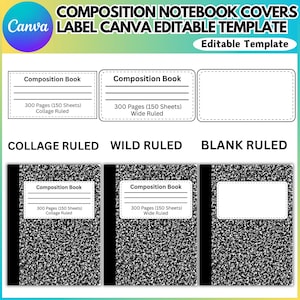 Composition Book Pattern, Editable Cover Template, Notebook Label, Digital Download, Teacher Gift, Printable Composition Design