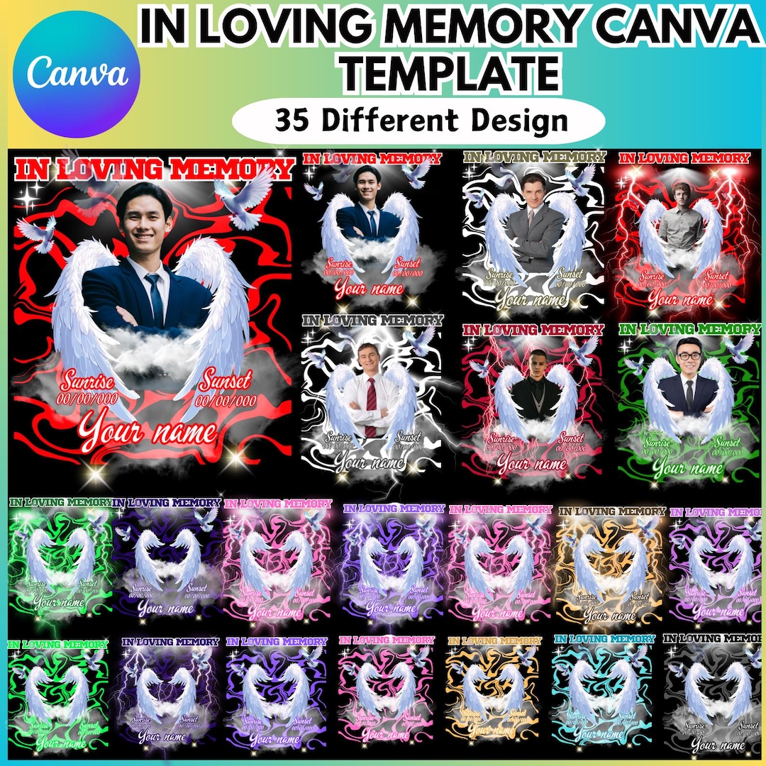 In Loving Memory Design Canva Editable Bundle Template, Memorial Design ...