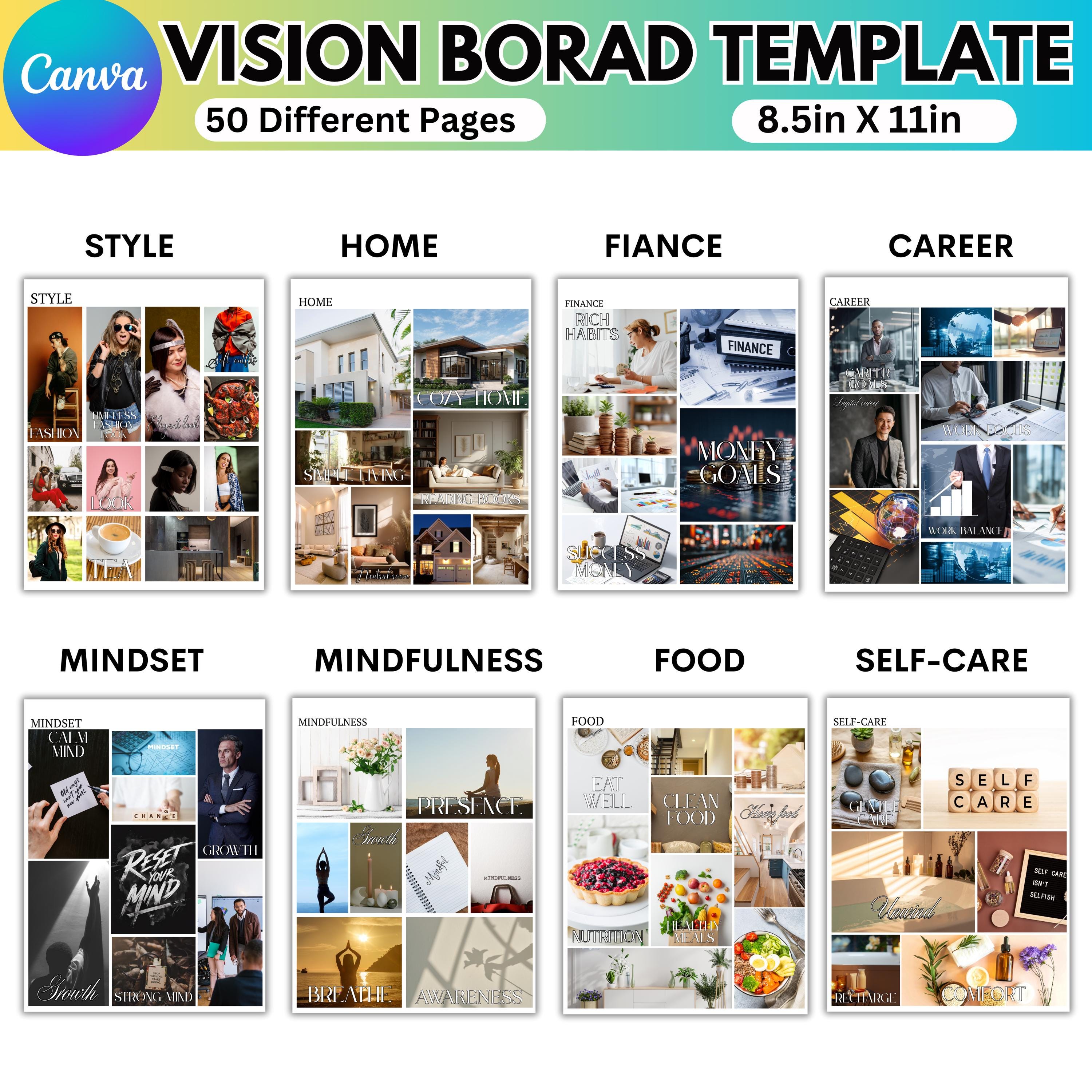 2026 Vision Board Kit | Goal Manifestation Activity | Printable Mood ...