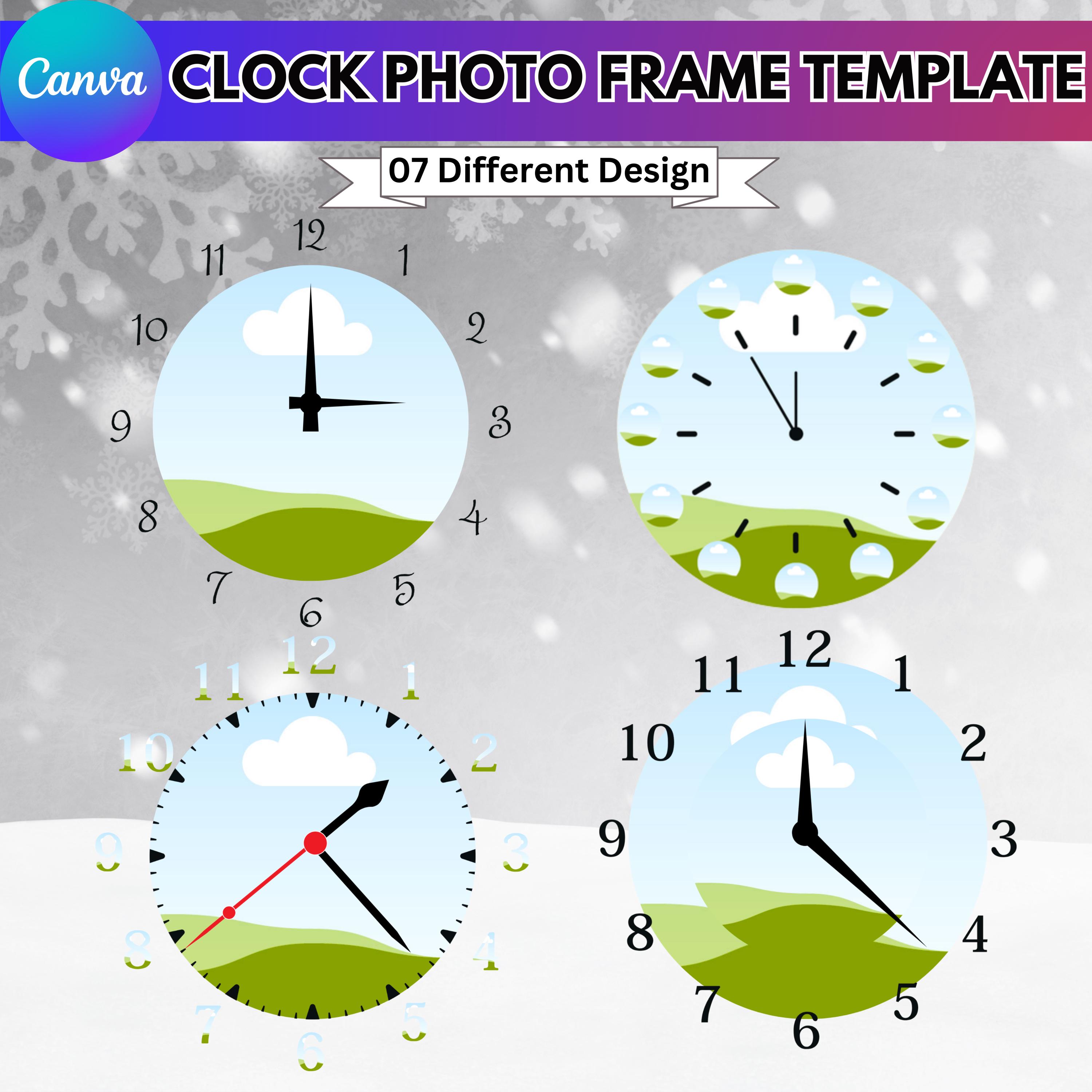Clock Photo Collage Template, DIY Family Keepsake, Round Clock ...