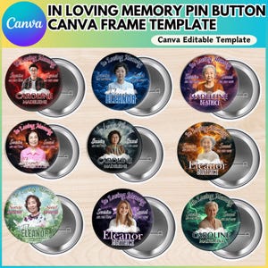 In Loving Memory Pin Button Canva  Editable Template, Memorial Pin Button Canva Designs, Funeral Button Favors, Digital Download