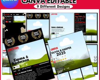 Valentijn filmposter bewerkbare sjabloon canva, gepersonaliseerde poster, Valentijnsdag, cadeau stel, jubileumcadeau, digitale download