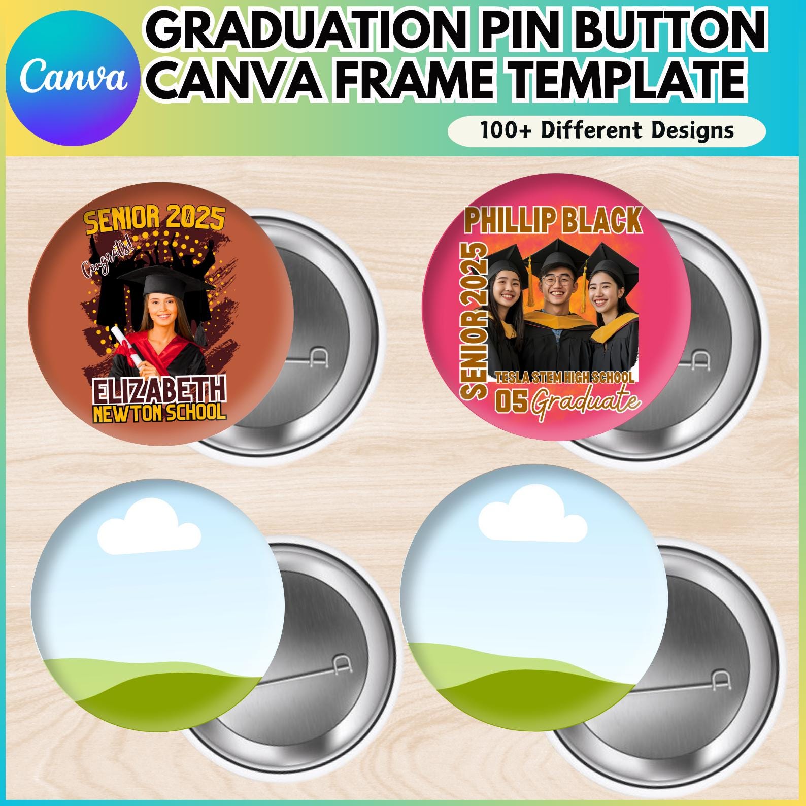 Graduation Pin Button Canva Editable Template, Congratulation 2025 ...