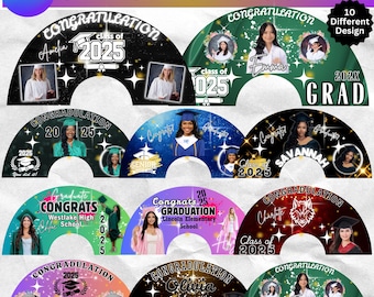 10 Graduation Clack Fan Design Canva Editable Template, Fully Editable In canva Grad Fan 26"X13" Chinese Fan Design, Drag & Drop Template