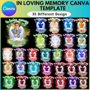 In Loving Memory Design Canva Editable Bundle, Memorial Design Bundle, 3 Different Design Template, Memorial Backgrounds Template