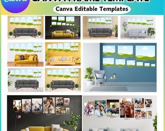 Canvas Sizes Smart Mockup Canva Editable Template, Editable Wall Frame Size Comparison Chart, Art Size Guide Canvas, Canva Drag and Drop
