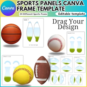 Pacote de modelos editáveis do painel de esportes Canva, painel de beisebol, softball, basquete, modelo de painel de futebol, arrastar e soltar Canva