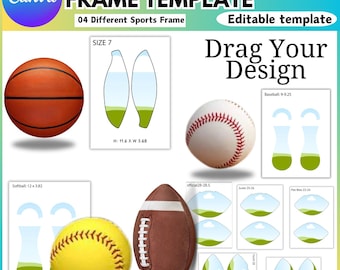 Sports Panel Canva Editable Template Bundle, Baseball, Softball, Basketball Panel, Football Panel Template, Canva Drag And Drop