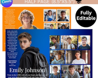 Half Page Yearbook Ad Canva Editable Template, Senior Yearbook Ad Template, Graduation Yearbook Template, Canva Senior Tribute Ad