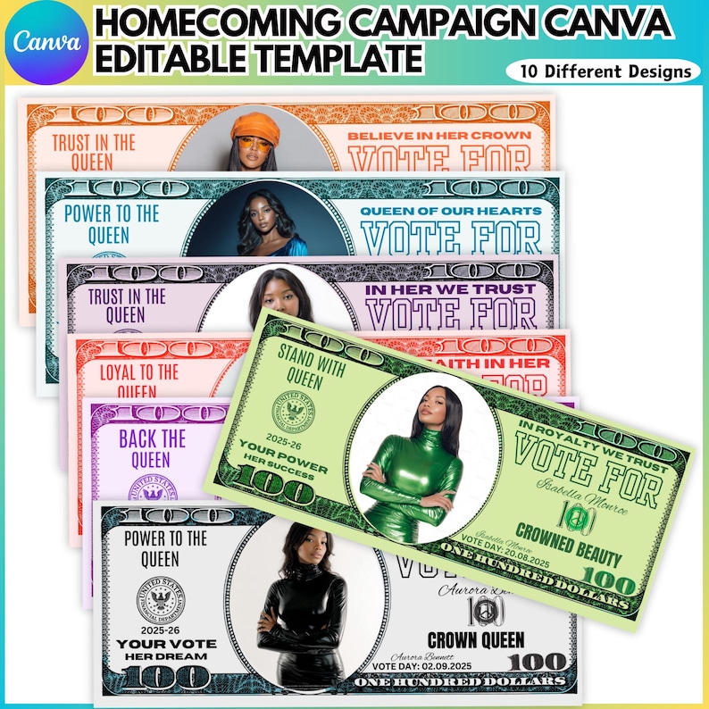 Campaign Bucks Canva Editable Play Money Template, Printable