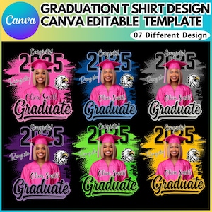 Graduation 2025 T Shirt Canva Editable Template, Grad Bootleg Canva Template, Canva Grad T Shirt Template, Class Of 2025 Graduation T Shirt
