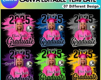 Graduation 2025 T Shirt Canva Editable Template, Grad Bootleg Canva Template, Canva Grad T Shirt Template, Class Of 2025 Graduation T Shirt