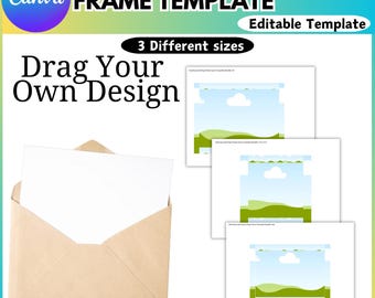 Greeting Card Canva Editable Template, Canva Frame Template, Greeting Card, Drag And Drop, Digital Download