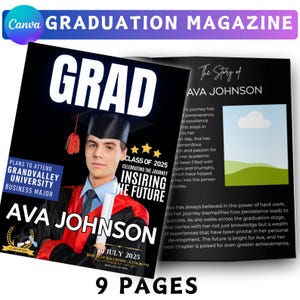 Graduation Magazine Booklet Canva Editable Template Bundle, 2025 Senior Graduation, Senior Class of 2025 Magazine