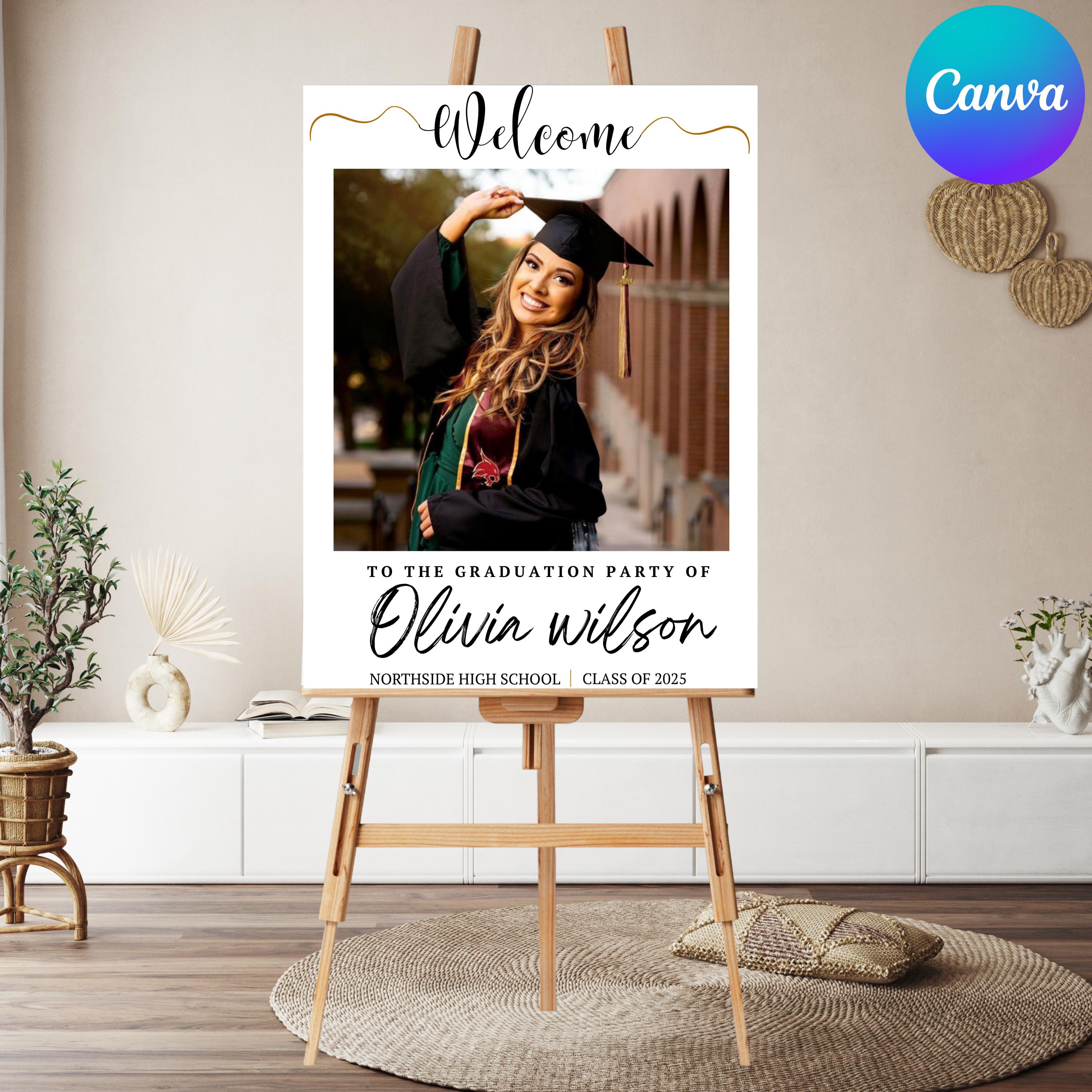 Grad Welcome Sign Graduation Welcome Sign Canva Editable Template, Graduation Yard Sign ...