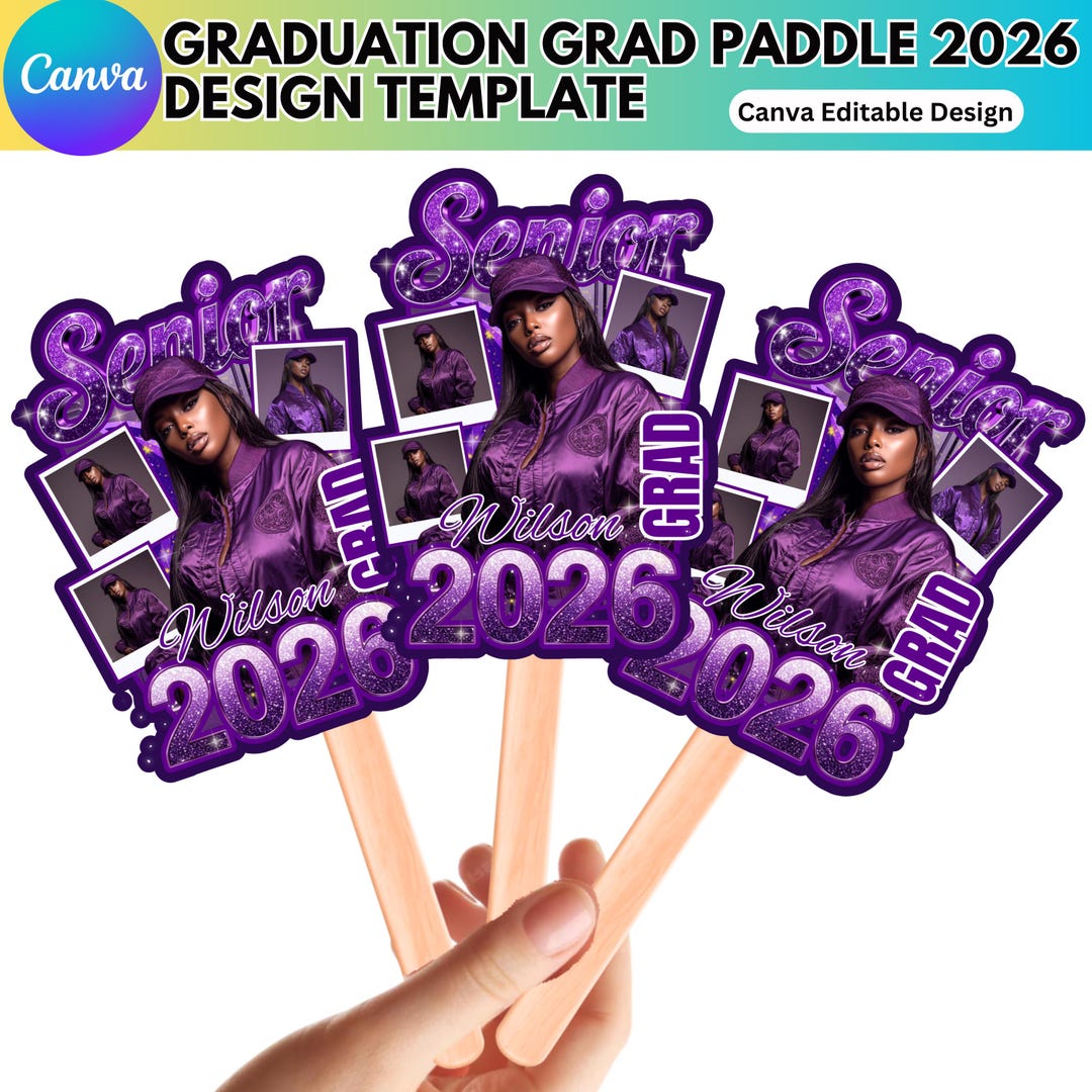 Grad Fan Purple 2026 Canva Editable Template, Class of 2026 Graduation ...