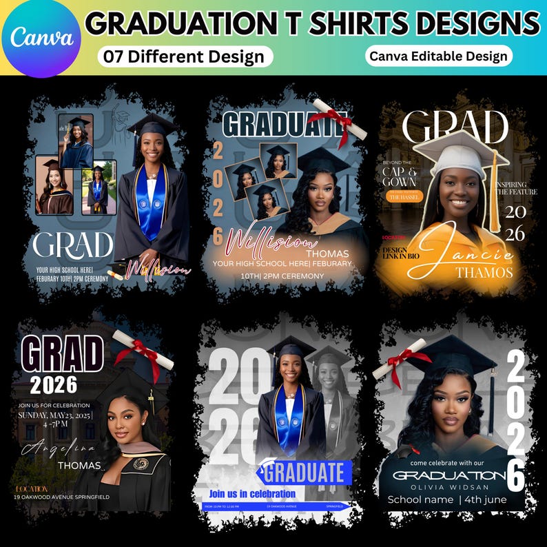 Promotional Grad Class of 2026 Graduation Template, Senior 2026 Canva Template ...