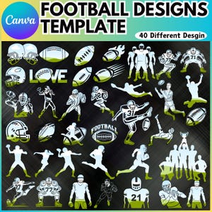 American Football Frames Canva Editable Template, Make your Own American Football Design, Game Sports Canva Drag and Drop Frames