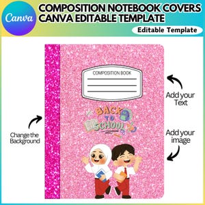 Editable Composition Notebook Cover Canva Bundle, Composition Notebook ...
