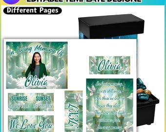 Memorial Mini Fountain Green Canva Editable Template, 6pcs Custom Memorial Fountain, Canva Editable Template, Custom Memorial Fountain