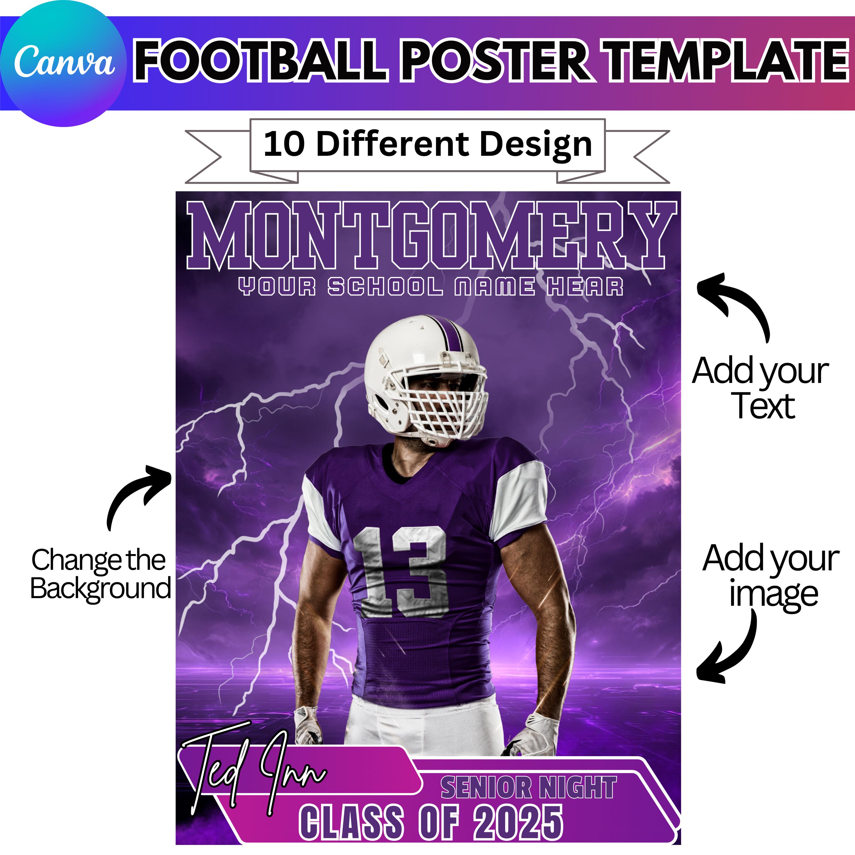 Football Poster Canva Template, Sports Background & Digital Backdrop ...