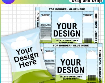 Chip Bag Canva Editable Template Bundle, Printable Snack Bag Design, Chip Bag Canva LAbel Digital Download