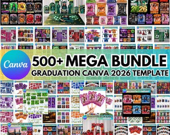 Graduation Mega bundle Template, Grad Newspaper, Congrats Bootleg, Senior Canva Frame, Graduation Stole,Grad Paddle, Free Bounce Years Book